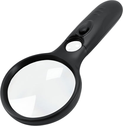 SeeZoom Magnifying Glass with Light, 3X Large Lens + 12X High Power Lens