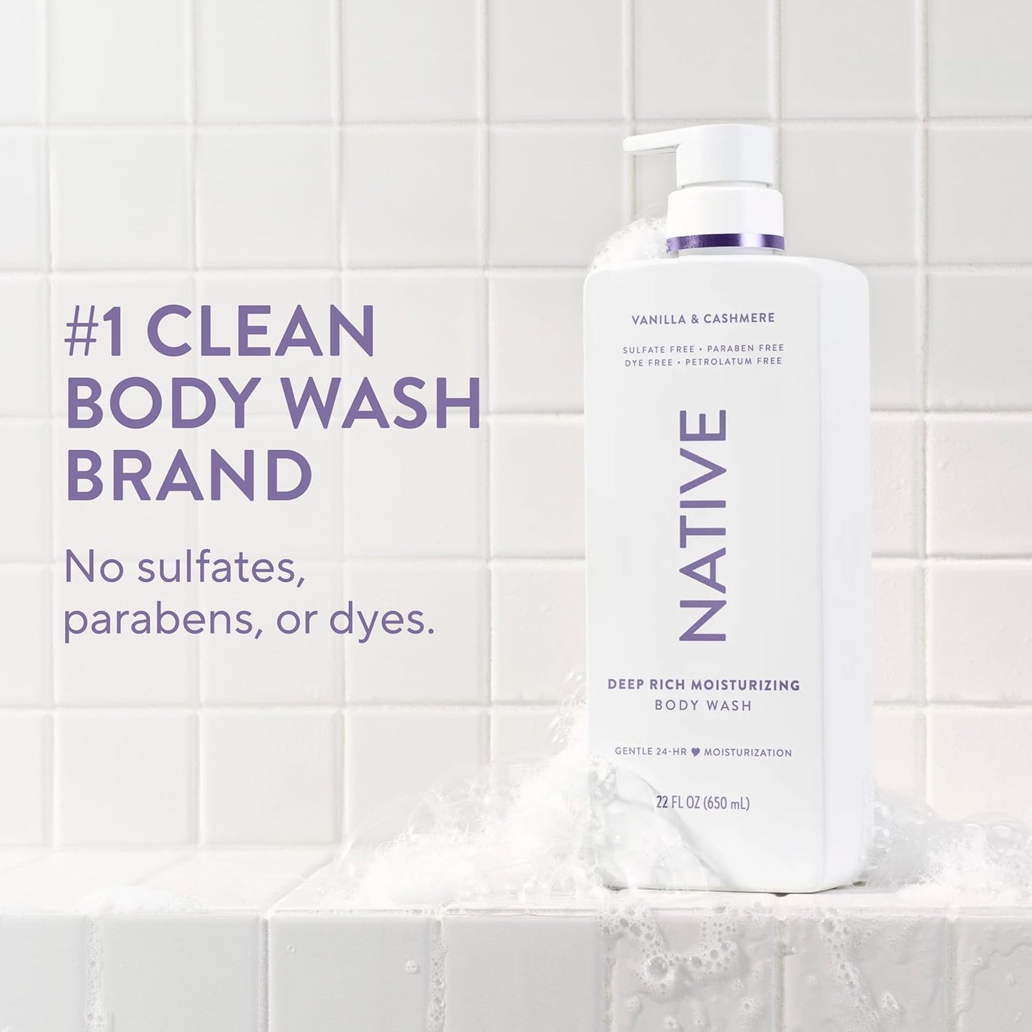Native Moisturizing Body Wash, Clean & Gentle 24-Hour Hydration with Shea Butter, for Sensitive and Dry Skin..