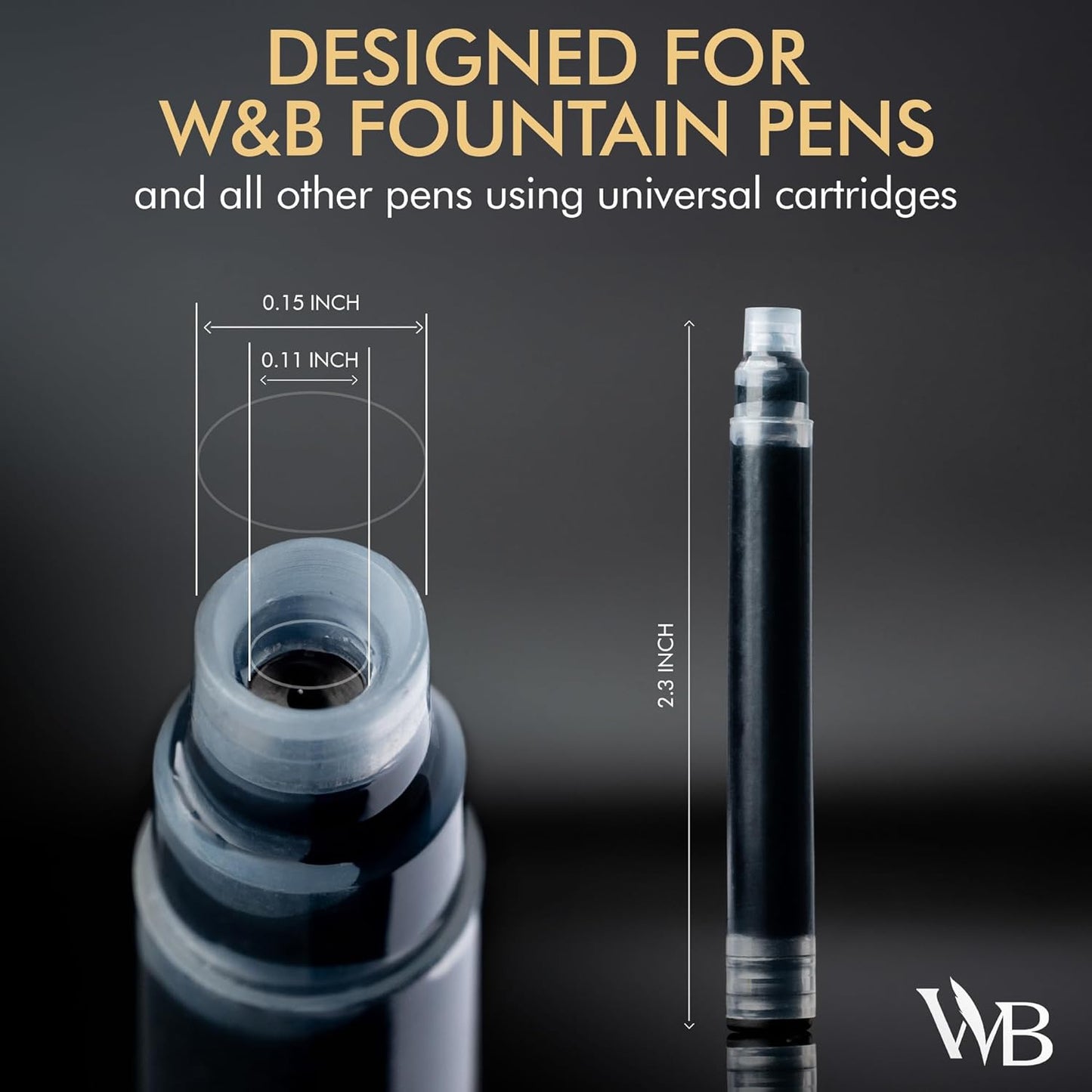 Wordsworth & Black 24 Pack Fountain Pen Ink Refills - Set of 24 Blue Ink Cartridges