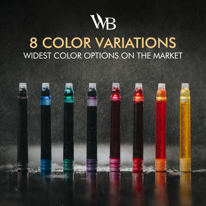 Wordsworth & Black 24 Pack Fountain Pen Ink Refills - Set of 24 Blue Ink Cartridges