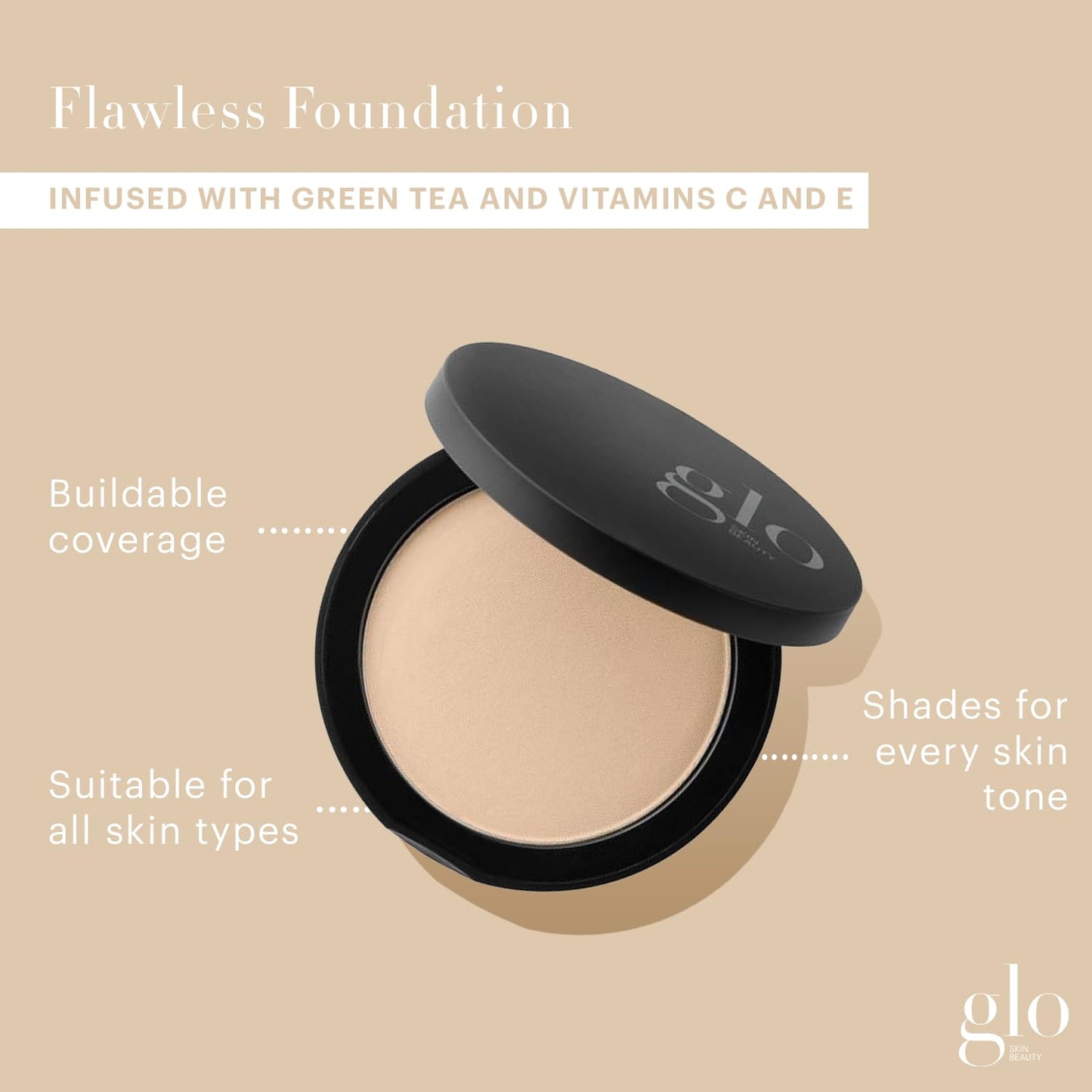 Glo Skin Beauty Pressed Base Powder Foundation, Natural Medium – Buildable Sheer to Full Coverage, Color Natural Medium