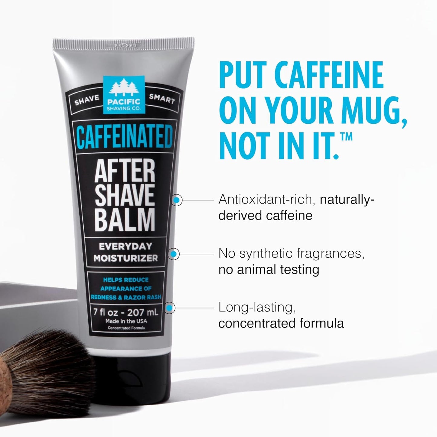 Pacific Shaving Company Caffeinated Aftershave - Helps Reduce Appearance of Redness, With Safe, Natural, and Plant-Derived Ingredients..