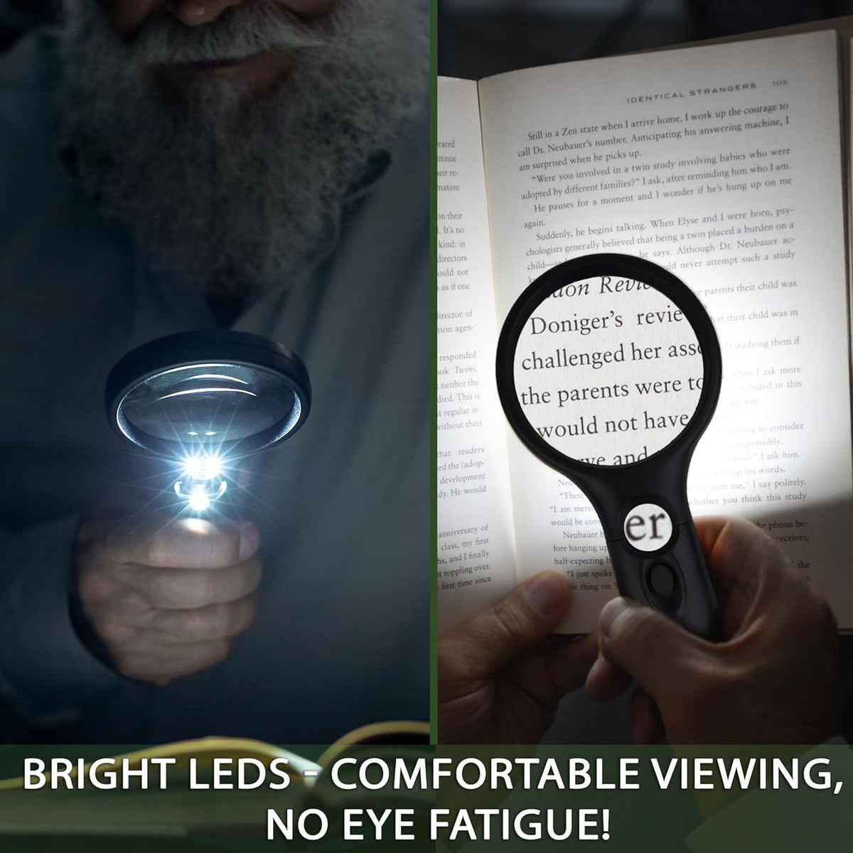 SeeZoom Magnifying Glass with Light, 3X Large Lens + 12X High Power Lens