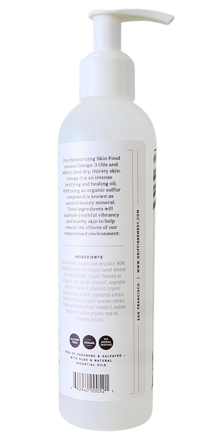 Griffin Remedy Omega-3 Body Lotion-Unscented with Organic MSM and Essential Oils, Ultra Moisturizing..