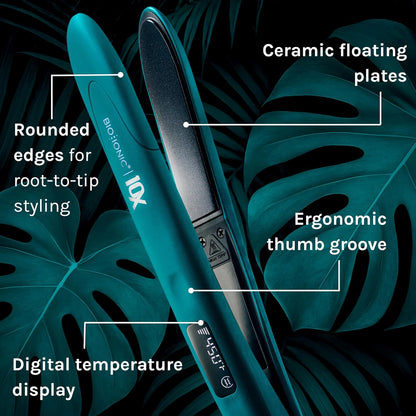 Bio Ionic 10X Styling Iron, Hair Straightener with 1" Sonic Vibrating Plates, Flat Iron with Ion Generating Mineral Complex..