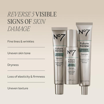 No7 Future Renew Damage Reversal Anti Aging Face Serum, 0.84 Fl Oz