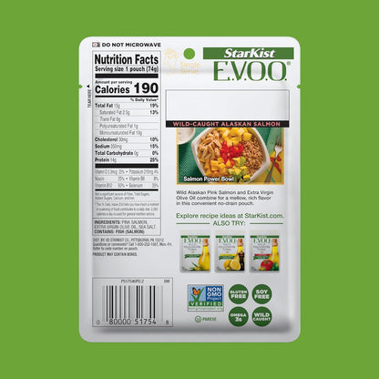 StarKist E.V.O.O. Wild-Caught Pink Salmon, 2.6 Oz, Pack of 12, Flavor- Extra Virgin Olive Oil, Size- 2.6 Ounce (Pack of 12)