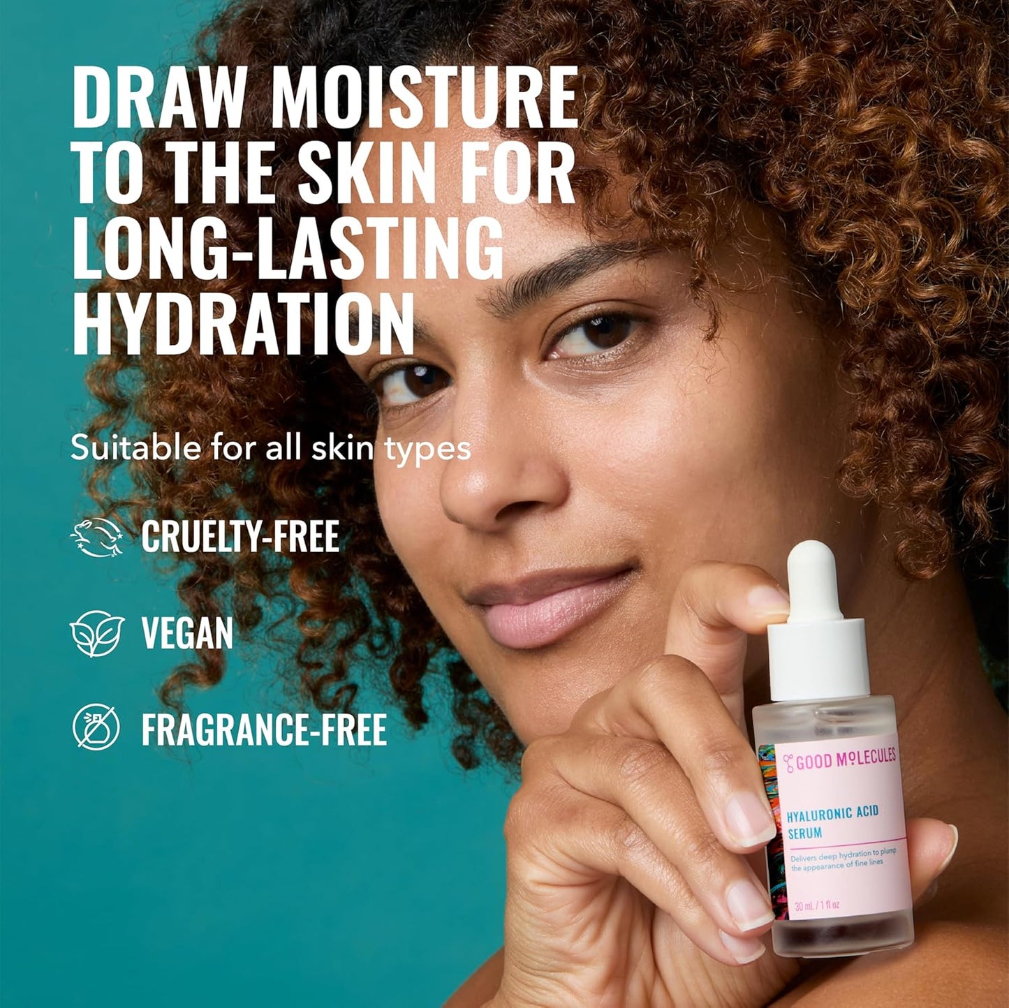 Good Molecules Hyaluronic Acid Serum - 1% Hyaluronic Acid Ultra hydrating Serum Facial Moisturizer for Plumper Skin..