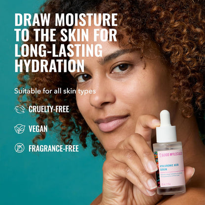 Good Molecules Hyaluronic Acid Serum - 1% Hyaluronic Acid Ultra hydrating Serum Facial Moisturizer for Plumper Skin..