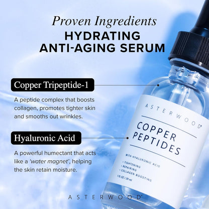 Asterwood Copper Peptides Serum for Face - with GHK-Cu Peptide and Hyaluronic Acid
