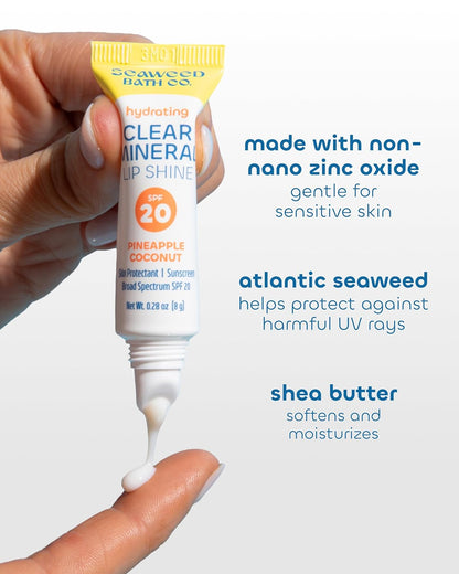 Seaweed Bath Co. Hydrating Clear Mineral Lip Shine - SPF 20 Sunscreen Zinc Oxide Lip Balm- 0.28 oz