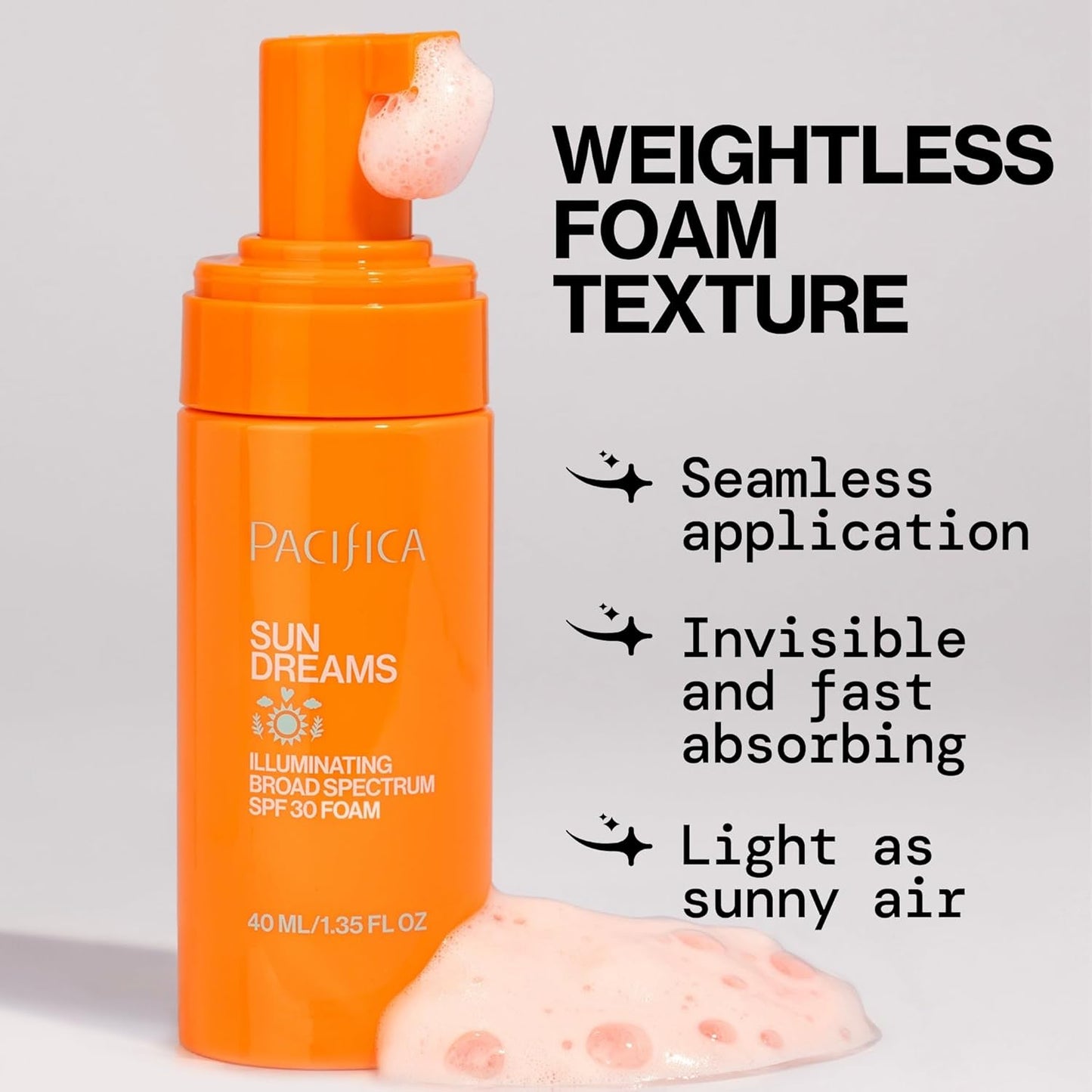 Pacifica Facial Sunscreen - Sun Dreams Illuminating SPF 30 Foam Broad Spectrum Every Day Face Lotion..