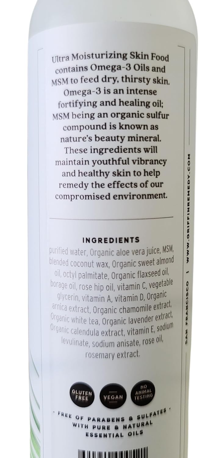 Griffin Remedy Omega-3 Body Lotion-Unscented with Organic MSM and Essential Oils, Ultra Moisturizing..
