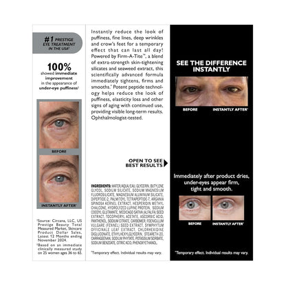Peter Thomas Roth Instant FIRMx Eye Temporary Eye Tightener, Smooth and Tighten the Look of Crow's Feet, Fine Lines, Deep Wrinkles and Puffiness