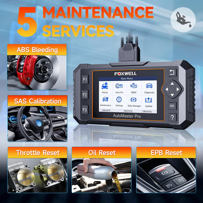 Upgrade of NT604, 2026 FOXWELL NT614 Elite OBD2 Scanner with 5 Resets (ABS Bleeding, EPB, Oil, SAS, Throttle)..
