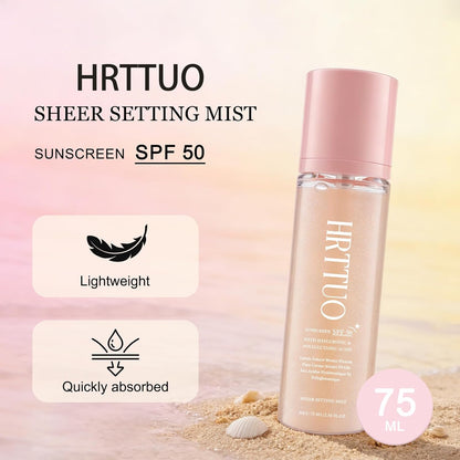 SPF Setting Spray for Face & Body - Sheer Sunscreen Mist SPF 50, Makeup-Friendly Setting Mist with Hydrating Glow..