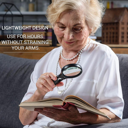 SeeZoom Magnifying Glass with Light, 3X Large Lens + 12X High Power Lens