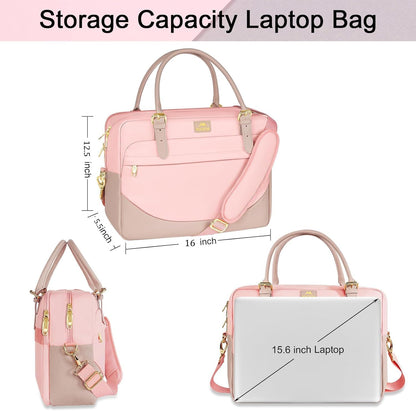MATEIN Laptop Bag for Women, 15.6 inch Computer Briefcase Sleeve Case, Pink