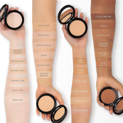 Glo Skin Beauty Pressed Base Powder Foundation, Natural Medium – Buildable Sheer to Full Coverage, Color Natural Medium
