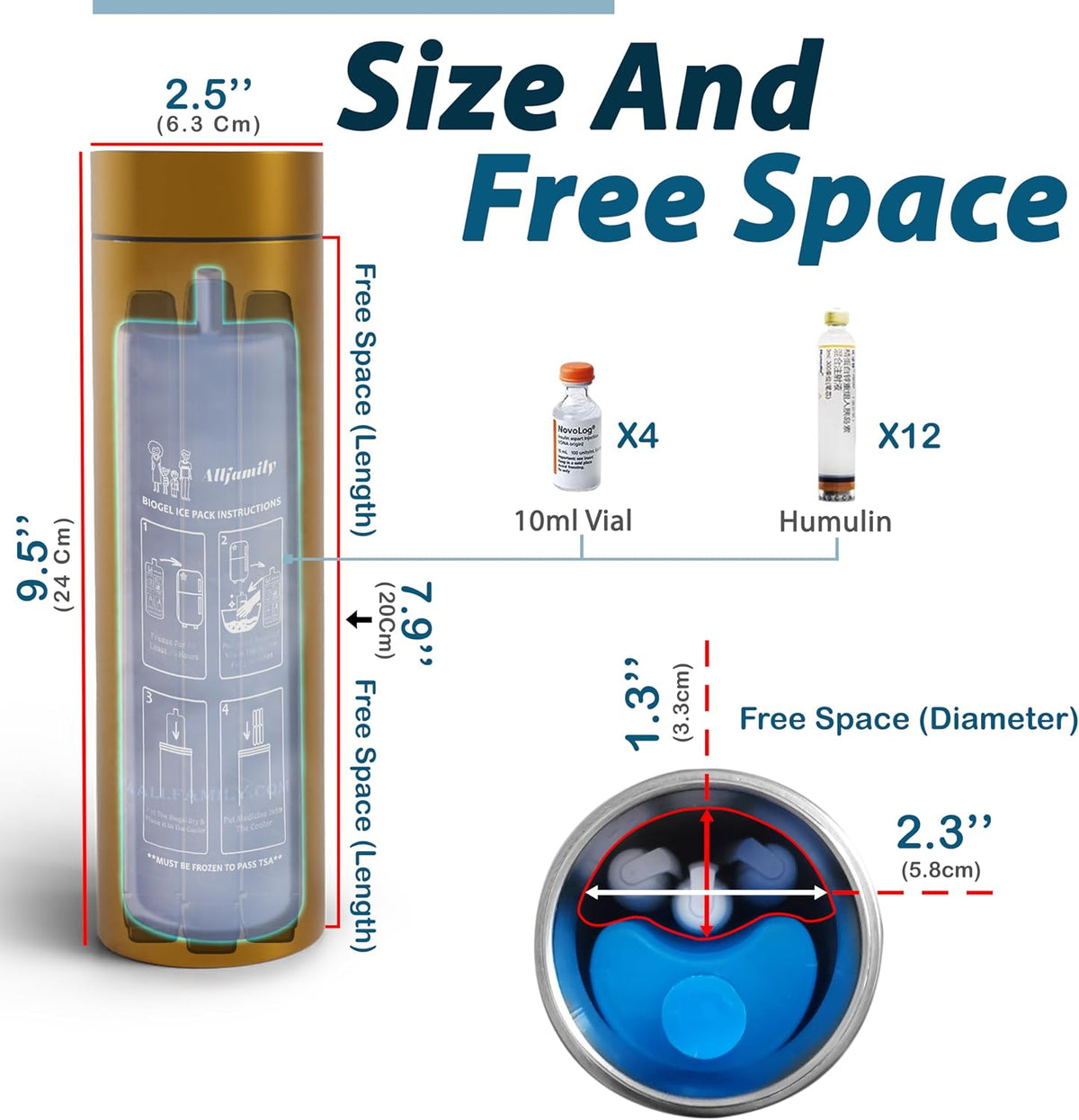 4ALLFAMILY Nomad 48H Travel Cooler with Reusable Ice Pack - Stainless Steel - Gold