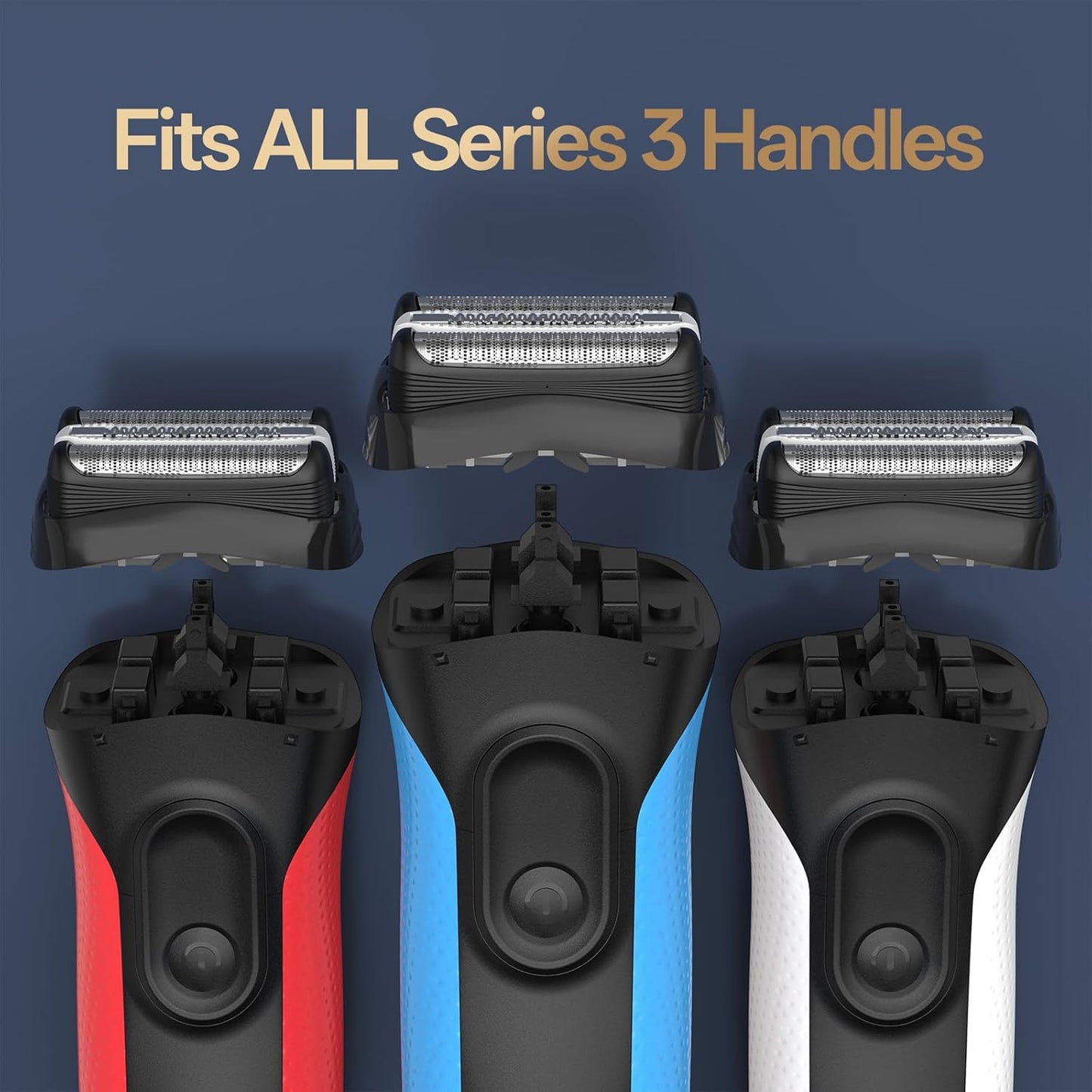 2-Pack Replacement Head for Braun Series 3 Foil &amp; Cutter Shavers, 32B Compatible Cassette, Washable