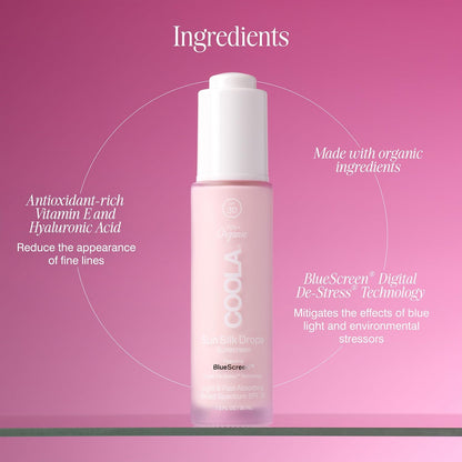 COOLA Organic Sun Silk Drops and Face Moisturizer with SPF 30, Dermatologist Tested Sunscreen ..