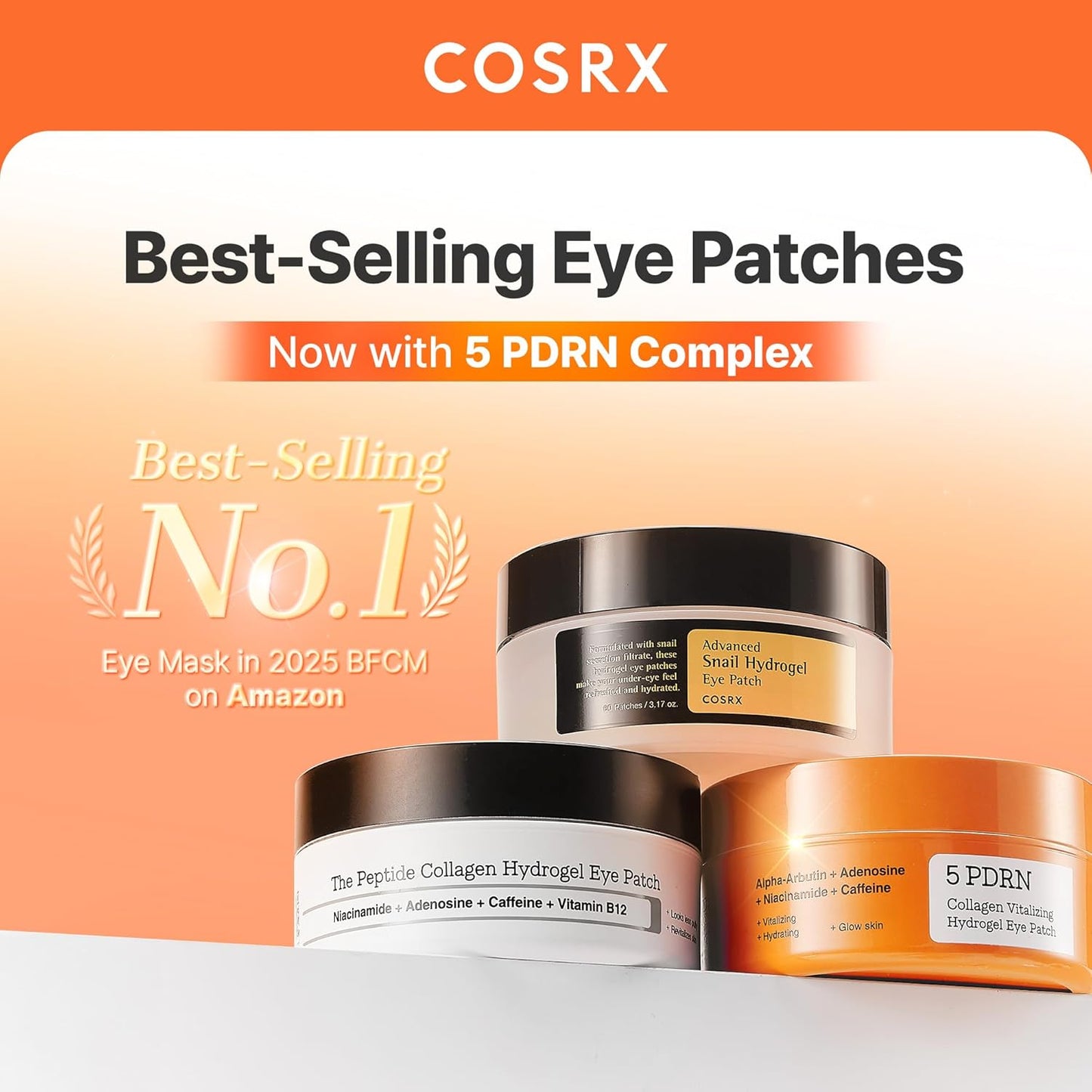 COSRX 5-PDRN Complex Collagen Gel Eye Patches for the look of Dark Circles and Uneven tone, Radiance Care for Tired Under..