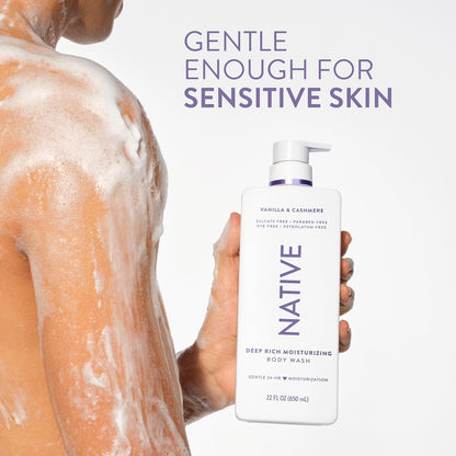 Native Moisturizing Body Wash, Clean & Gentle 24-Hour Hydration with Shea Butter, for Sensitive and Dry Skin..