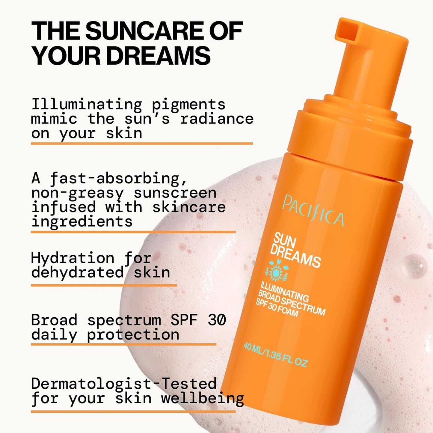 Pacifica Facial Sunscreen - Sun Dreams Illuminating SPF 30 Foam Broad Spectrum Every Day Face Lotion..