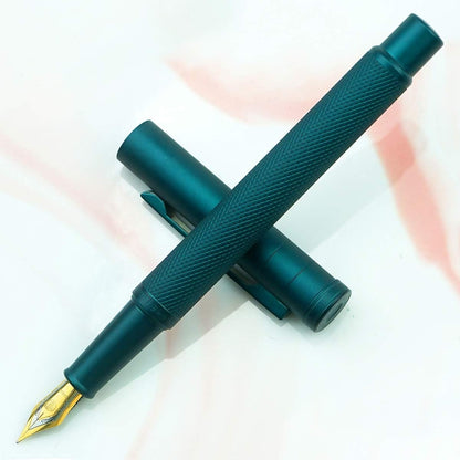 Asvine Dark Green Forest Fountain Pen Fine Nib Classic Design with Converter and Metal Pen Case Set