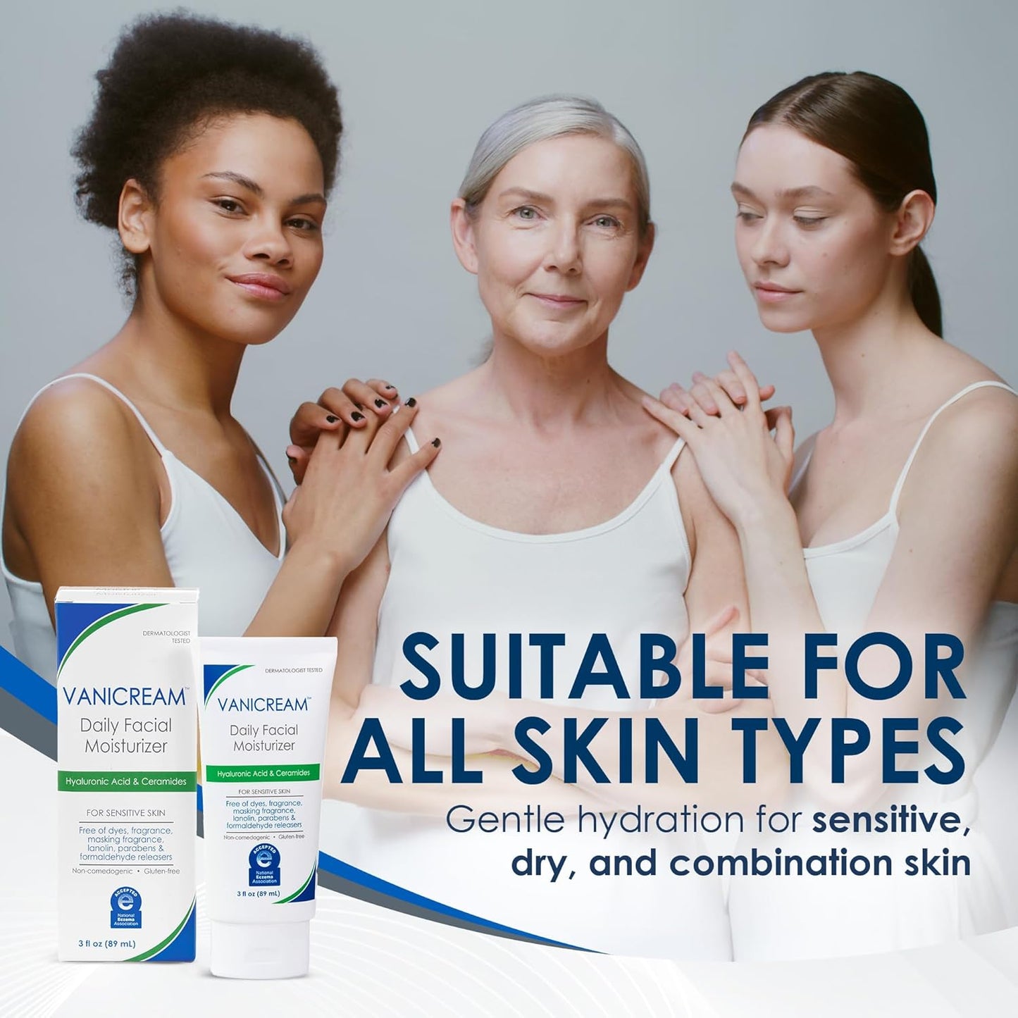 Vanicream Daily Facial Moisturizer With Ceramides and Hyaluronic Acid, 3 fl oz (Pack of 1)