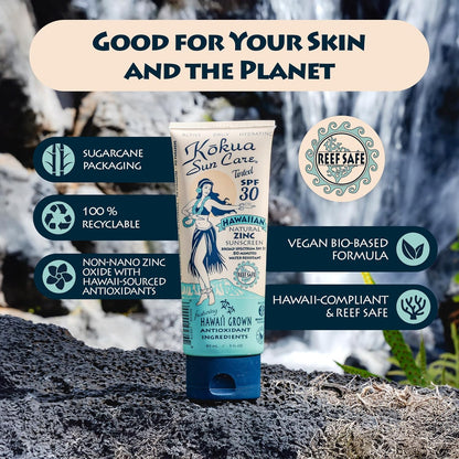 Kokua Sun Care Hawaiian Reef Safe SPF 30 | Zinc Oxide | Tinted Mineral for Face & Body...