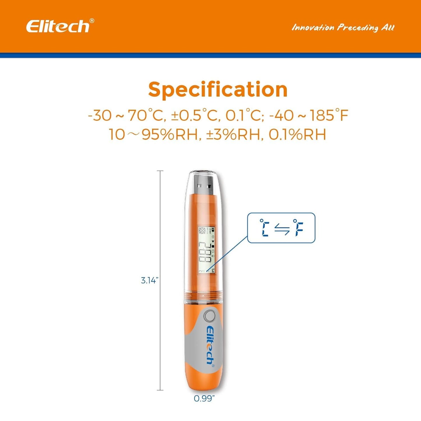 Elitch RC-51H USB Temperature Data Logger Reusable Digital Recorder Medical Refrigerator Thermometer Programmable Monitor..