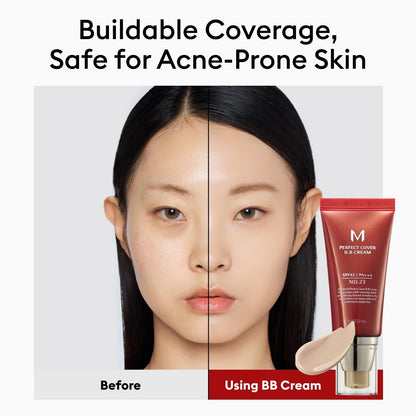 MISSHA M Perfect Cover BB Cream No.23 Natural Beige -Light/Medium with Cool/Neutral Undertone SPF 42 PA +++ 1.69 Fl Oz..