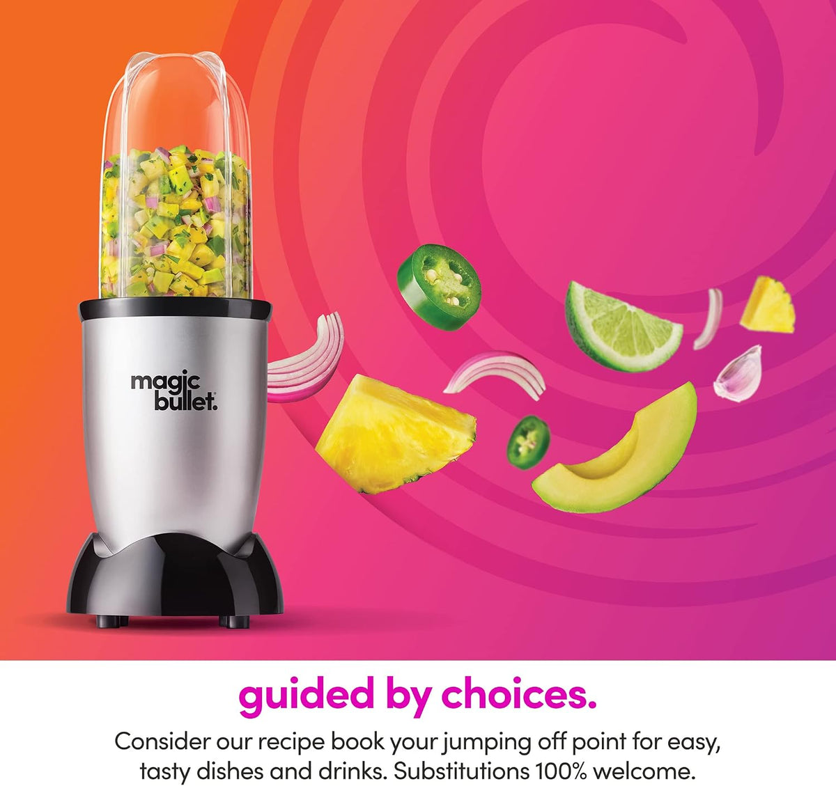 magic bullet® Personal Blender, 22 oz Cup, 250 Watt, Silver, MBR-1101