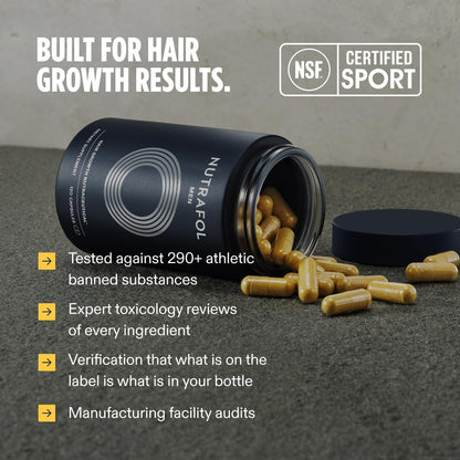 Nutrafol Men's Hair Growth Supplements, Clinically Tested for Visibly Thicker Hair and Scalp Coverage..