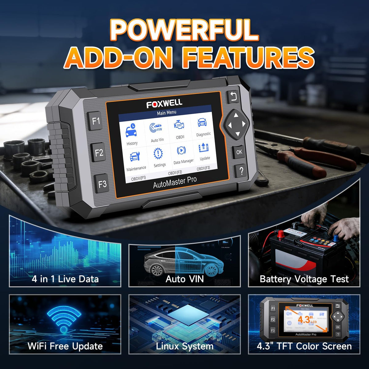 Upgrade of NT604, 2026 FOXWELL NT614 Elite OBD2 Scanner with 5 Resets (ABS Bleeding, EPB, Oil, SAS, Throttle)..
