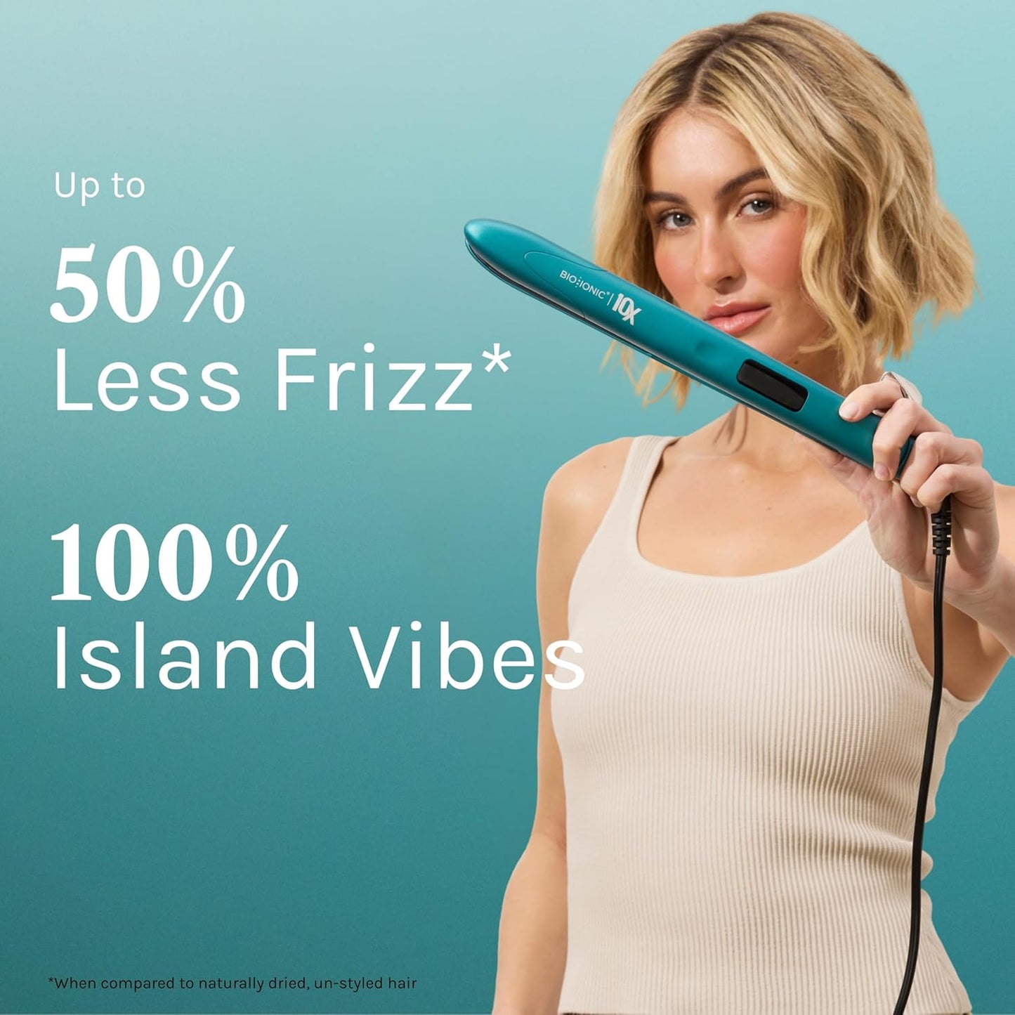 Bio Ionic 10X Styling Iron, Hair Straightener with 1" Sonic Vibrating Plates, Flat Iron with Ion Generating Mineral Complex..
