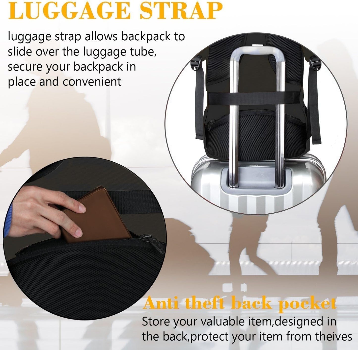 MATEIN Travel Laptop Backpack for Men, Business Anti Theft Slim Sturdy Laptops Backpack