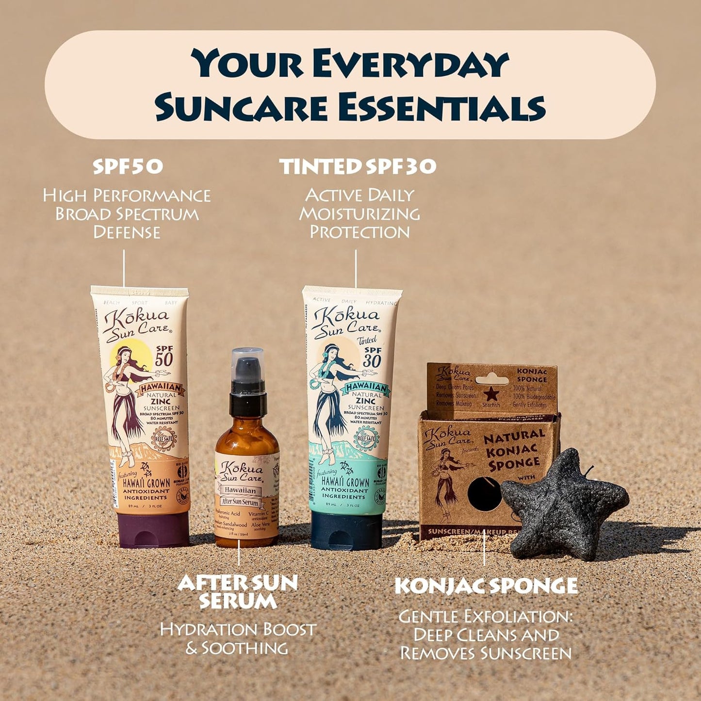 Kokua Sun Care Hawaiian Reef Safe SPF 30 | Zinc Oxide | Tinted Mineral for Face & Body...