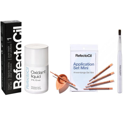 RefectoCil Hair Tinting Kit Includes Cream Hair Dye + Liquid Oxidant 3% + Mixing Brush & Mixing Dish