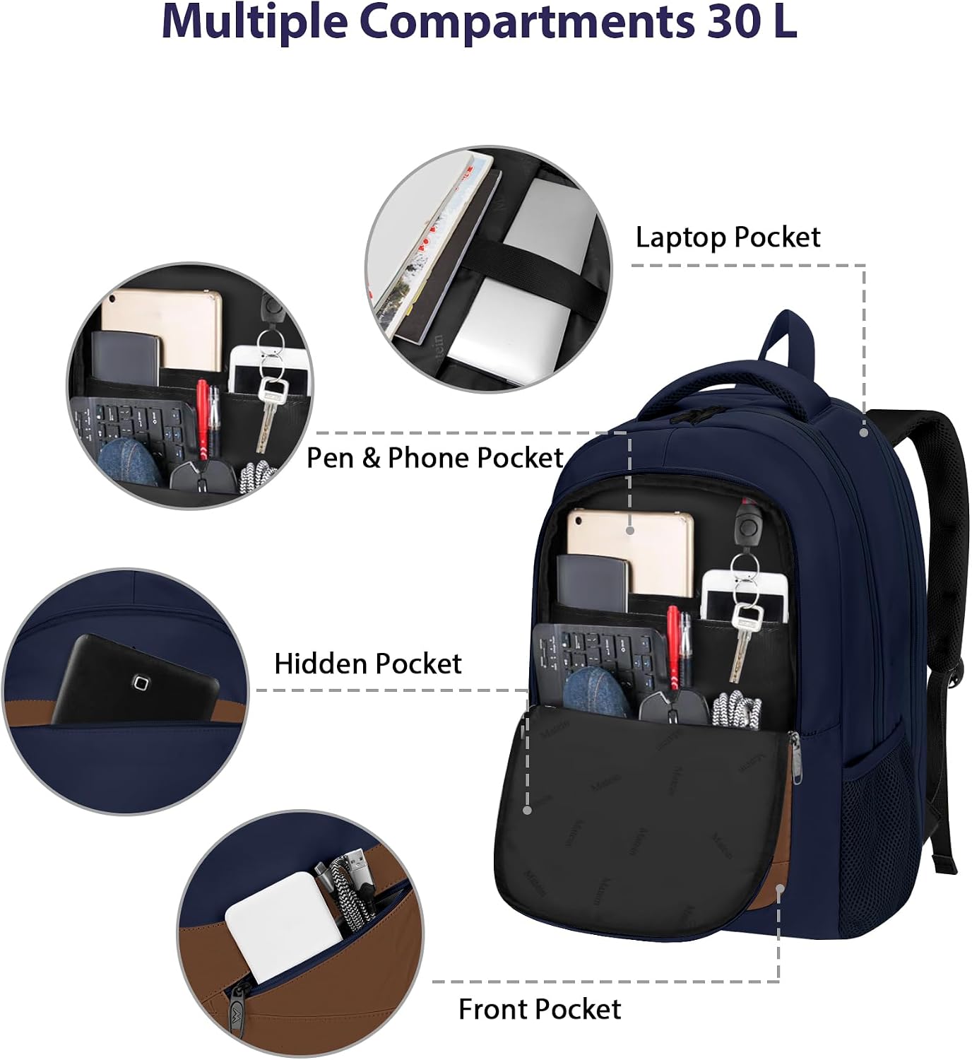 MATEIN Travel Backpack for Men with Anti Theft Pocket, TSA Friendly Carry On 17.3 Inch Laptop  Backpack , for Men