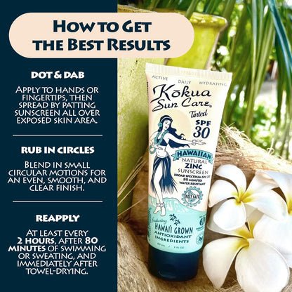 Kokua Sun Care Hawaiian Reef Safe SPF 30 | Zinc Oxide | Tinted Mineral for Face & Body...