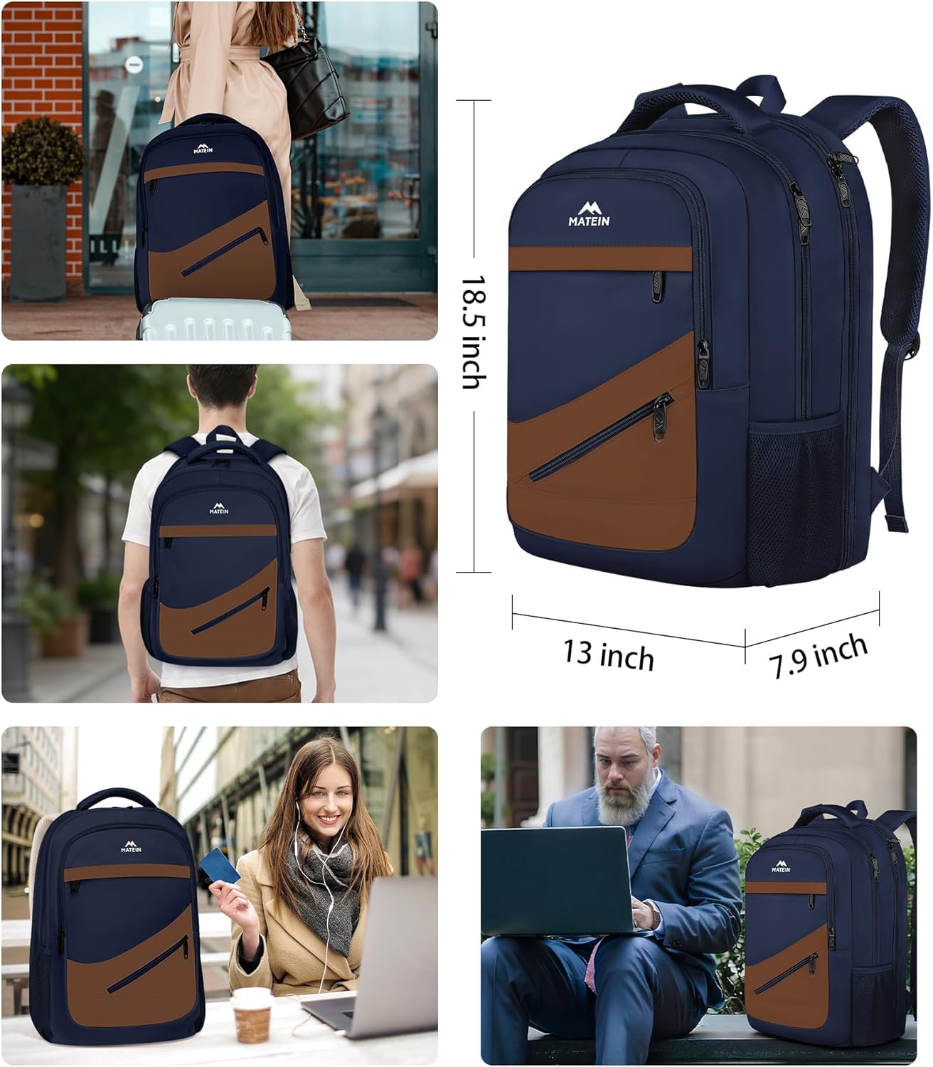 MATEIN Travel Backpack for Men with Anti Theft Pocket, TSA Friendly Carry On 17.3 Inch Laptop  Backpack , for Men