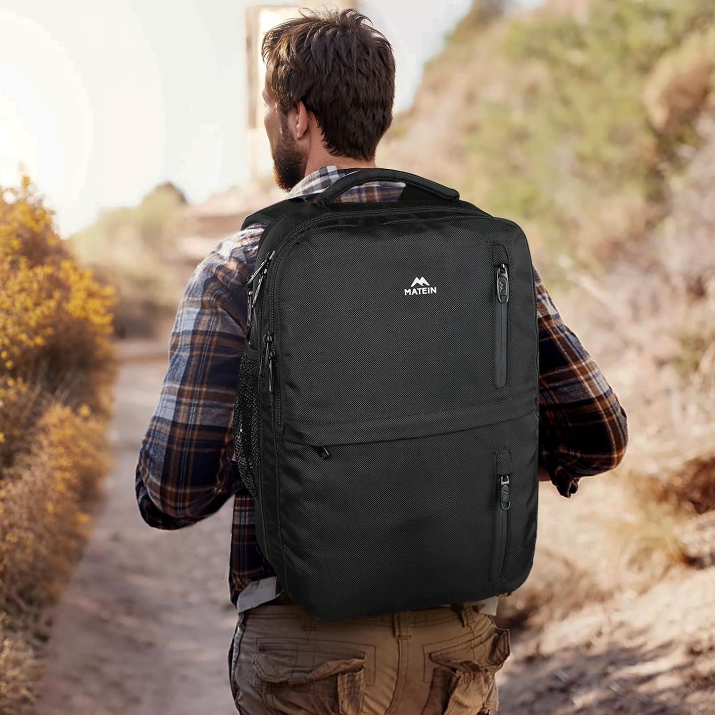 MATEIN Travel Laptop Backpack, Flight Approved Carry on Backpack, 15.6 inch Laptop,  Black