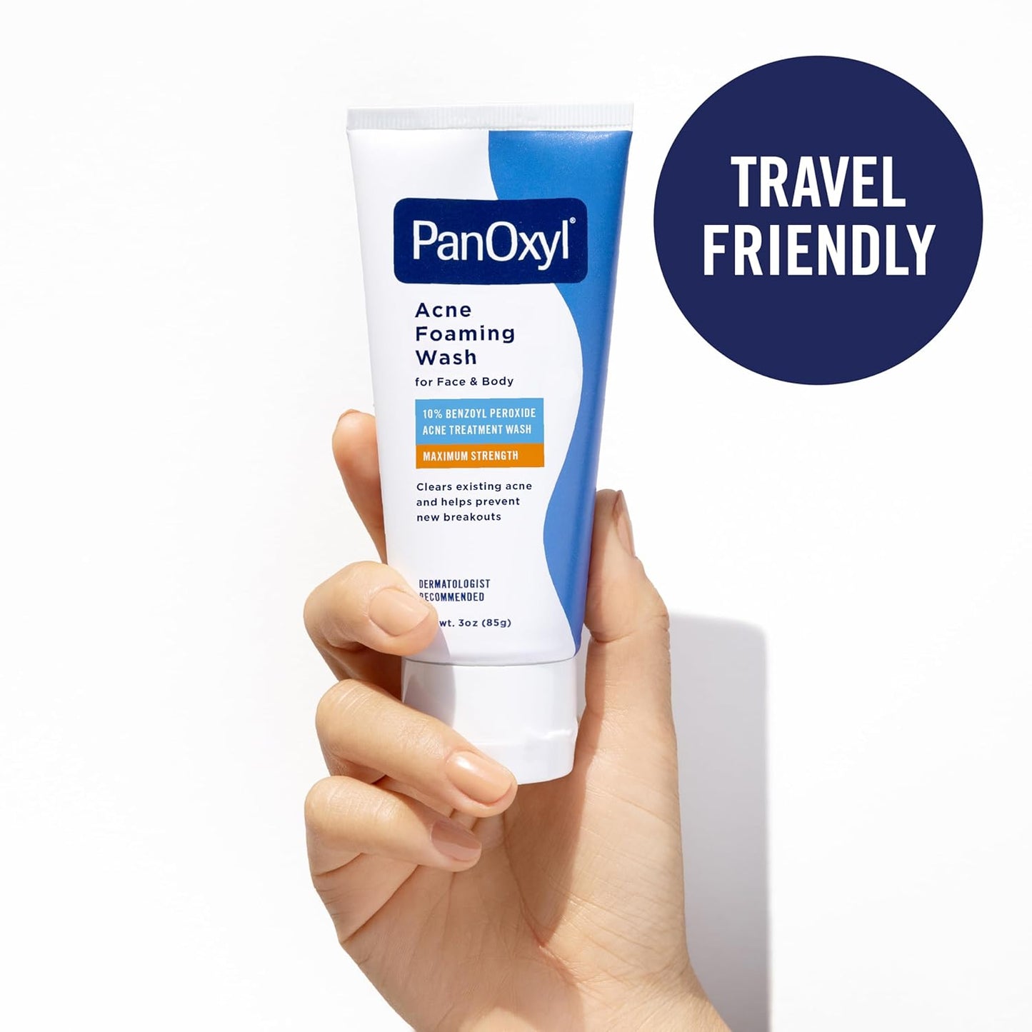 PanOxyl Acne Foaming Wash for face &amp; body Benzoyl Peroxide 10% Maximum Strength Antimicrobial, 3 oz. - Travel Size