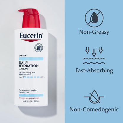 Eucerin Daily Hydration Lotion, Multipack, 3 x 16.9 Fl OZ, Style: Body Lotion