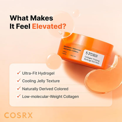 COSRX 5-PDRN Complex Collagen Gel Eye Patches for the look of Dark Circles and Uneven tone, Radiance Care for Tired Under..