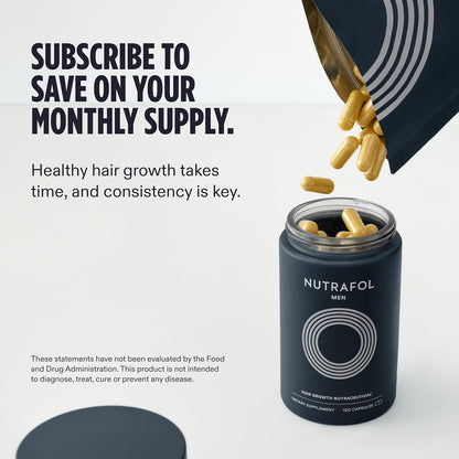 Nutrafol Men's Hair Growth Supplements, Clinically Tested for Visibly Thicker Hair and Scalp Coverage..