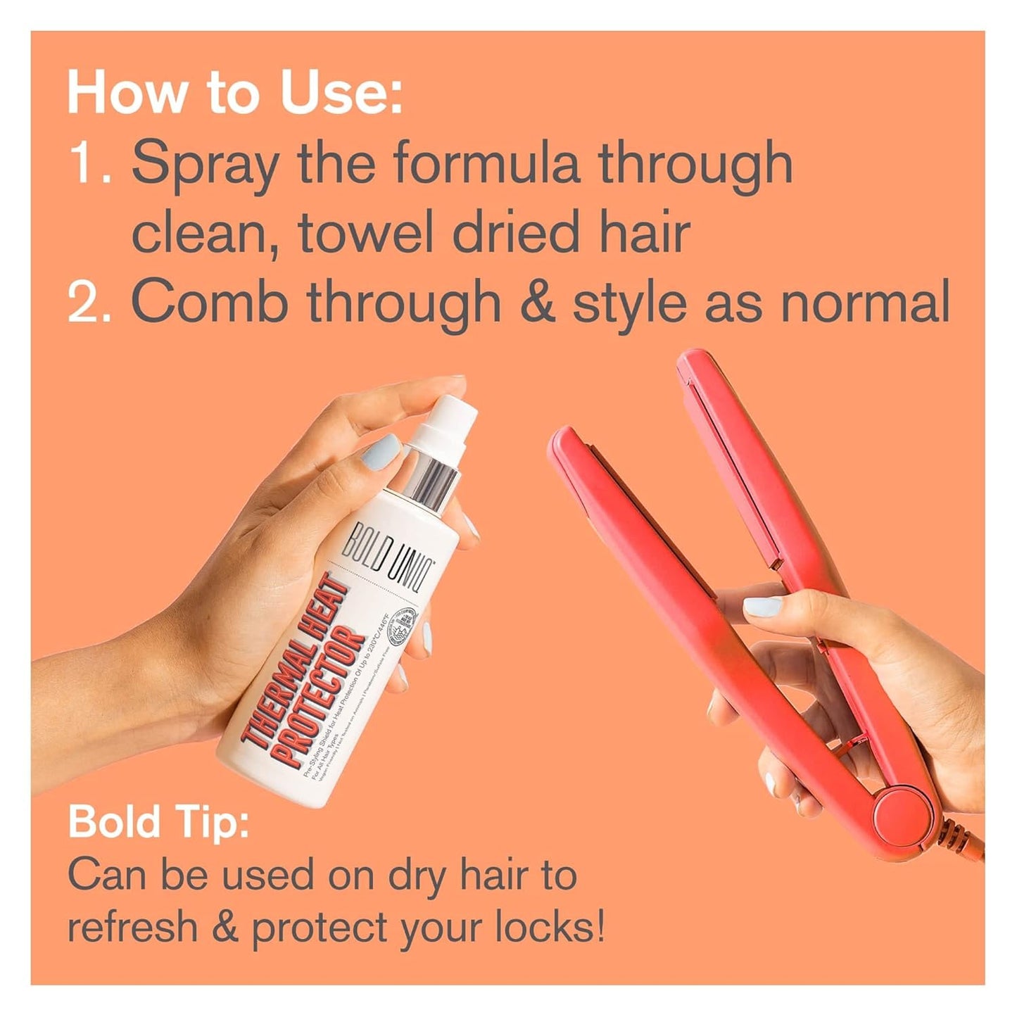 Heat Protectant Spray For Hair - Thermal Protector Up To 450ºF From Flat Irons & Hot Blow Dry  - 5.9 Fl.Oz..